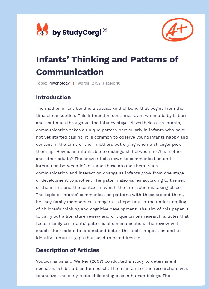 Infants’ Thinking and Patterns of Communication. Page 1