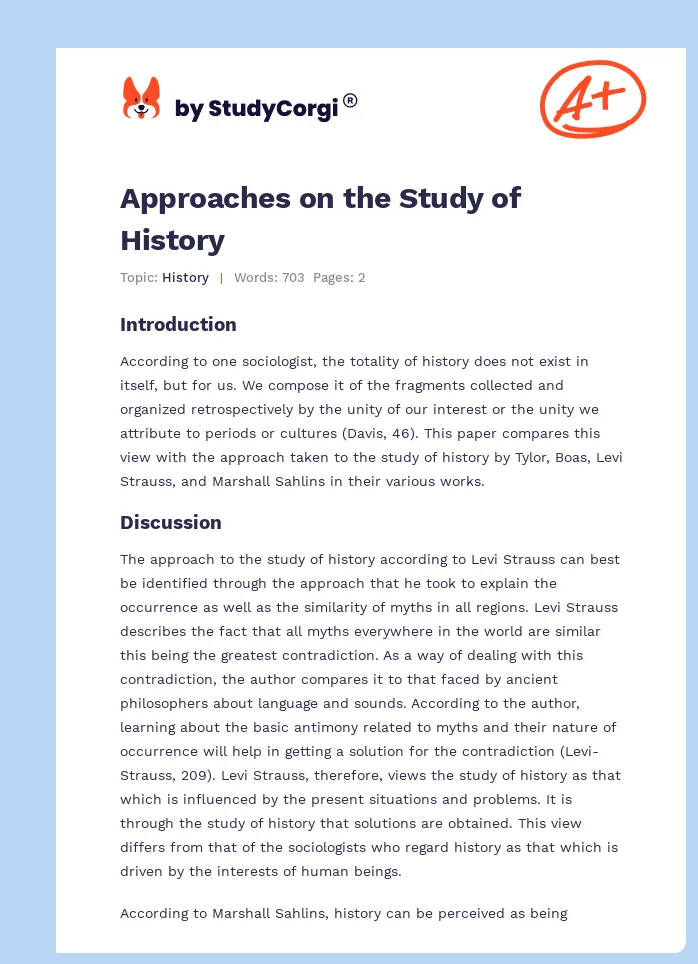 Approaches on the Study of History. Page 1