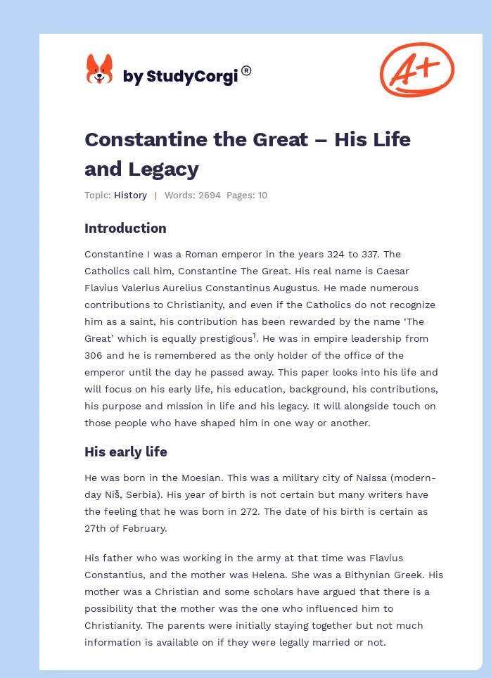 Constantine the Great – His Life and Legacy. Page 1