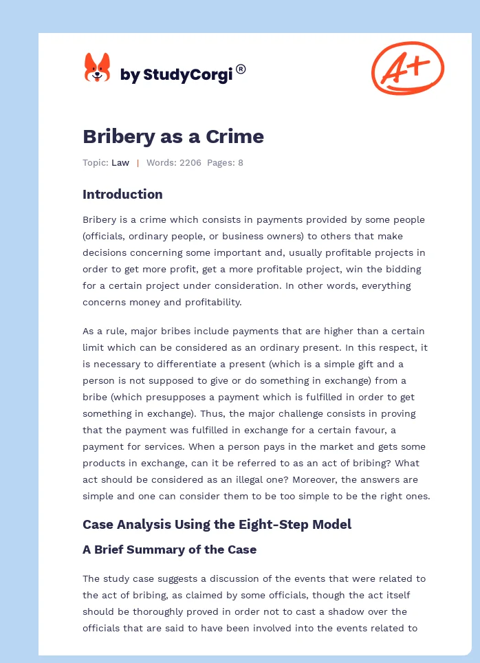 Bribery as a Crime. Page 1