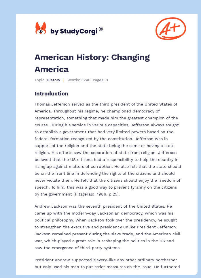 American History: Changing America. Page 1