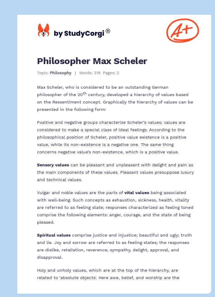 Philosopher Max Scheler. Page 1