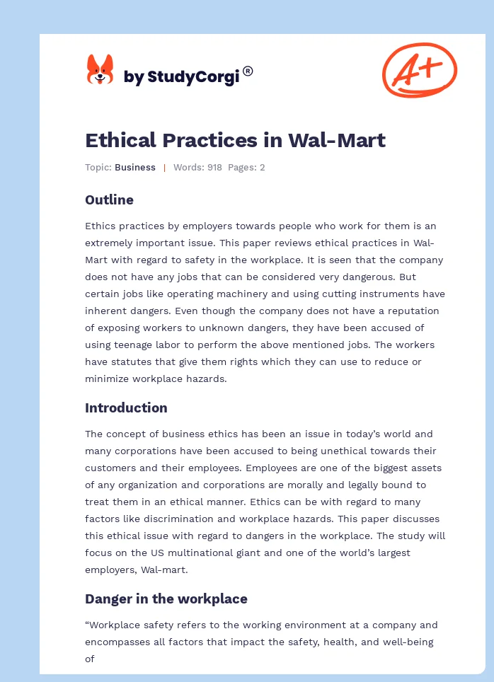 Ethical Practices in Wal-Mart. Page 1