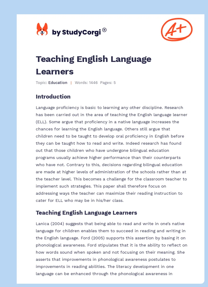 Teaching English Language Learners. Page 1