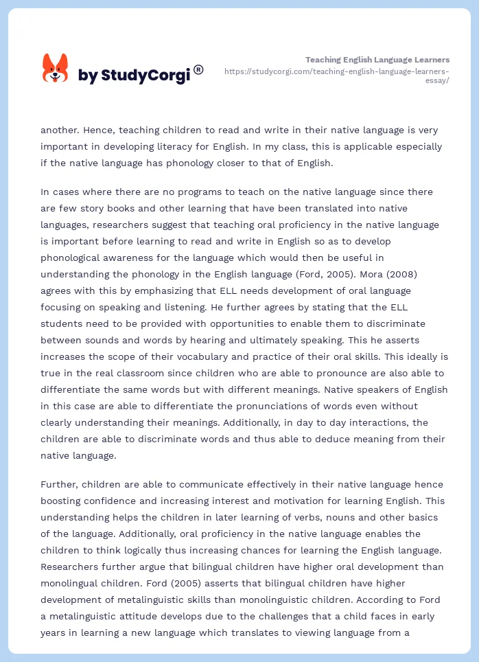 Teaching English Language Learners. Page 2