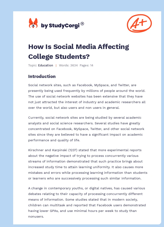 How Is Social Media Affecting College Students?. Page 1