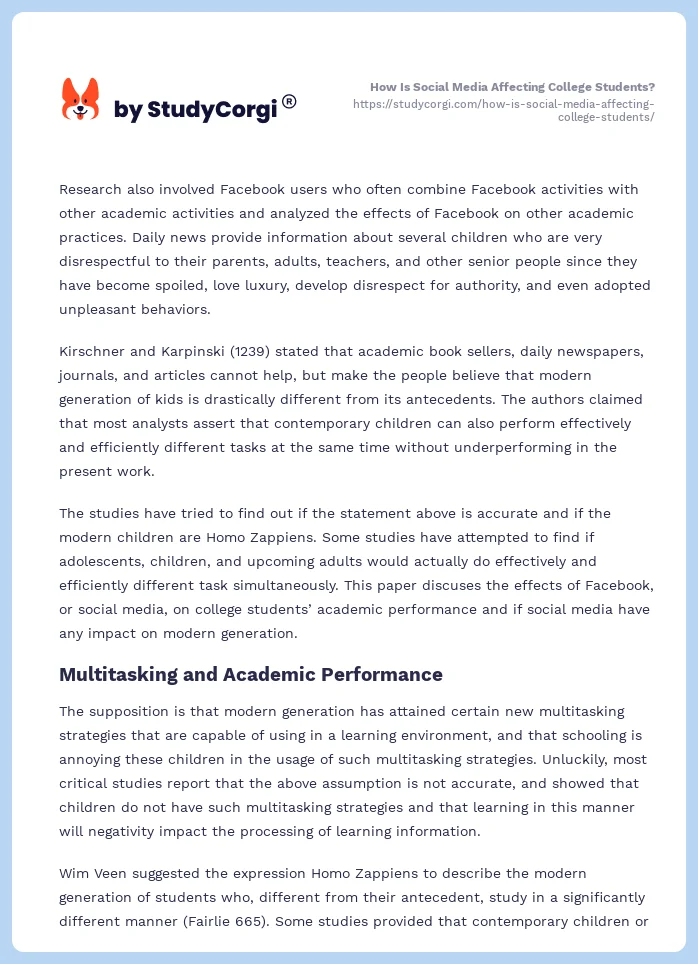 How Is Social Media Affecting College Students?. Page 2