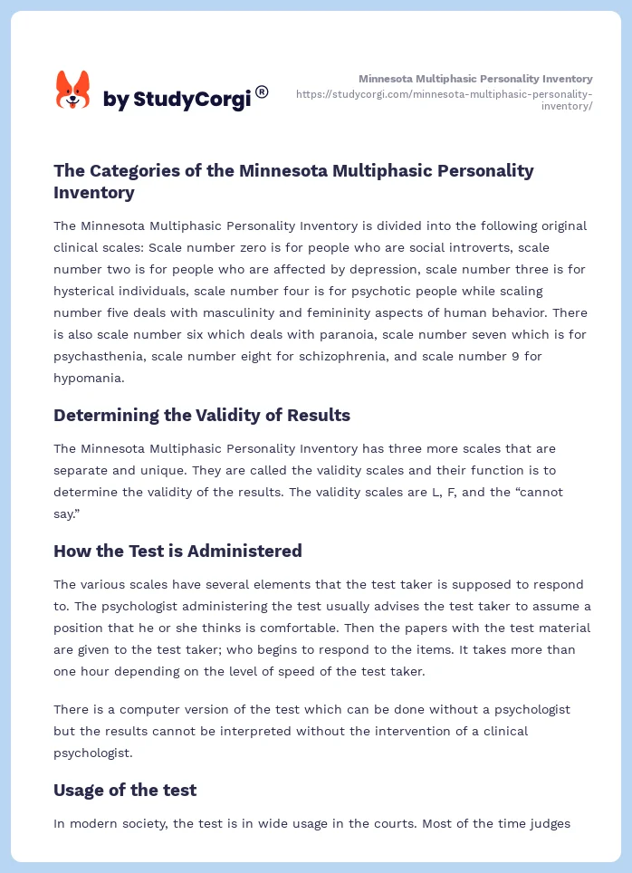 Minnesota Multiphasic Personality Inventory. Page 2