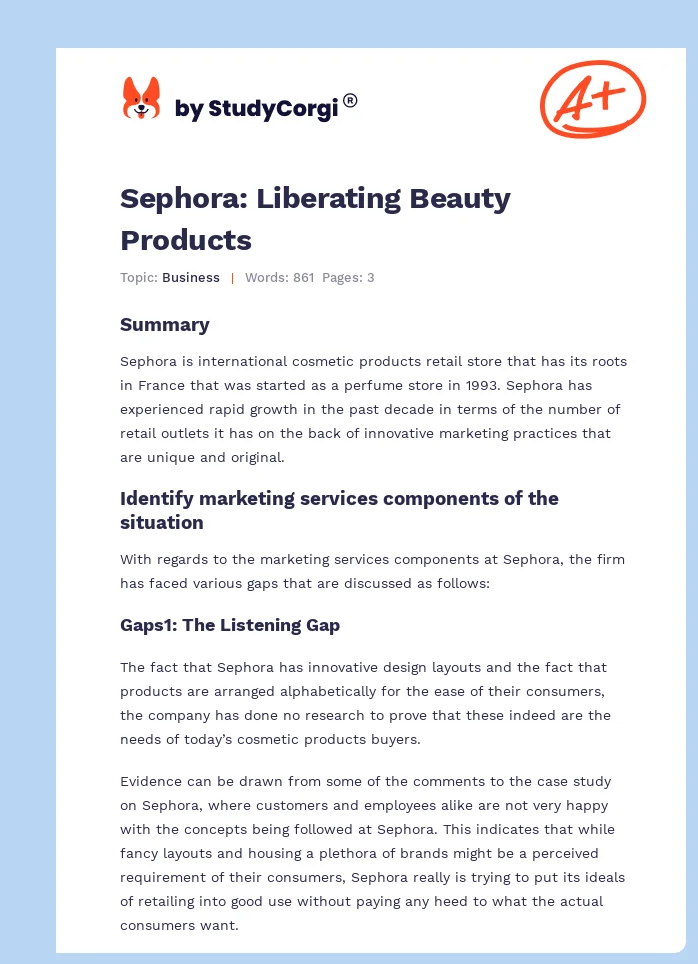 Sephora: Liberating Beauty Products. Page 1