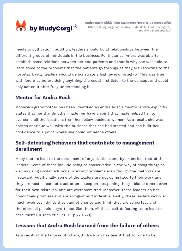 Andra Rush: Skills That Managers Need to Be Successful. Page 2