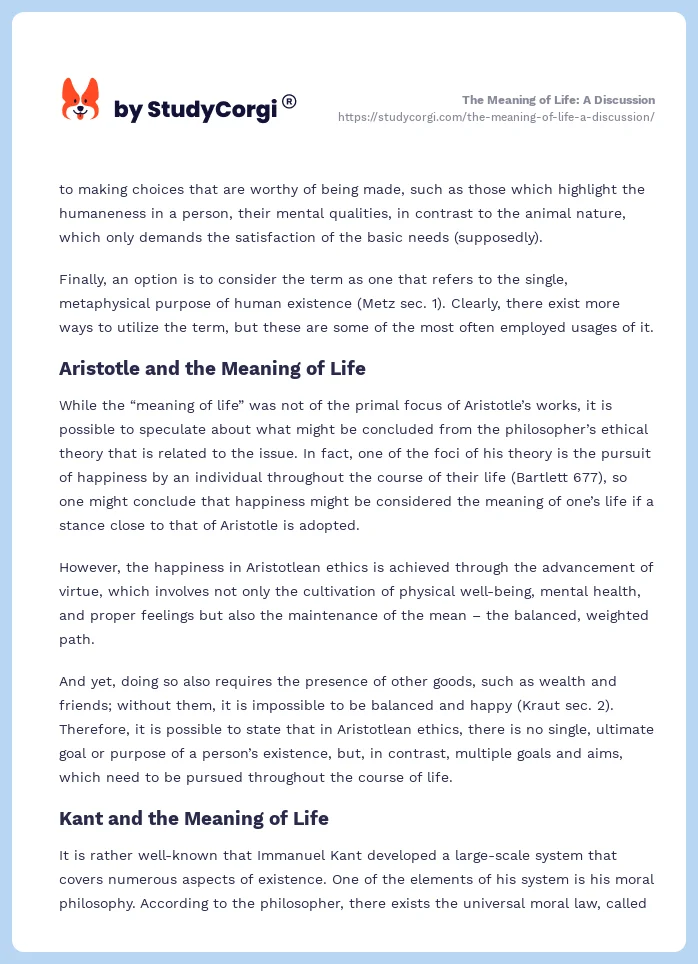 The Meaning of Life: A Discussion. Page 2