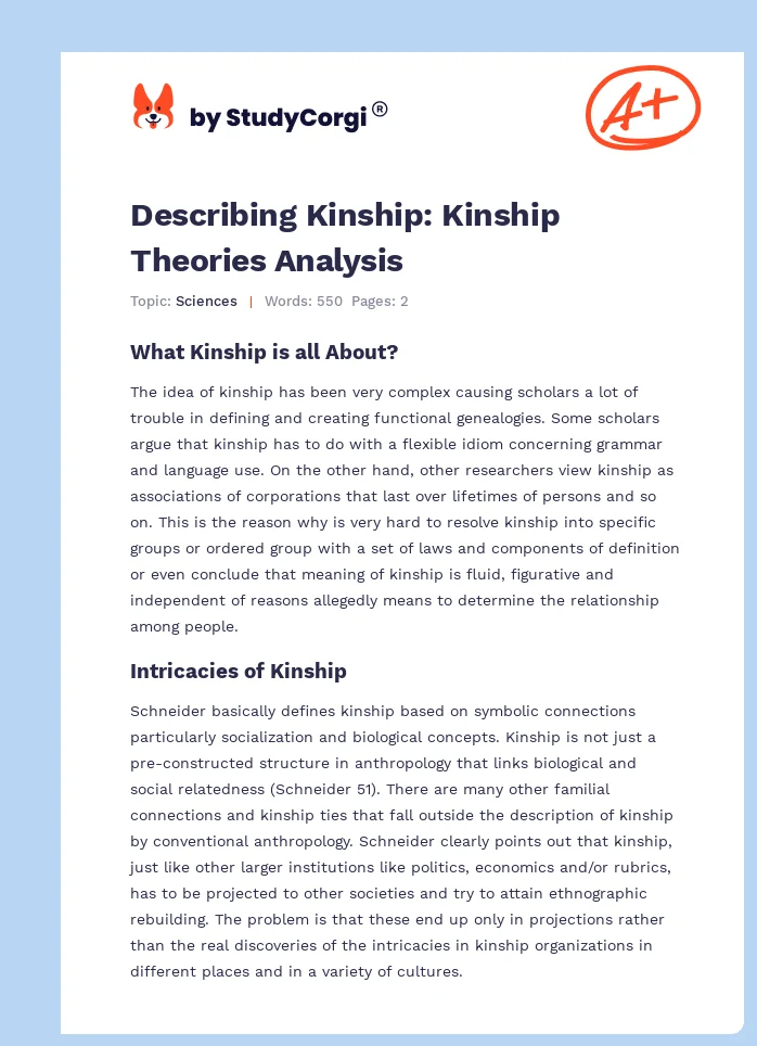 Describing Kinship: Kinship Theories Analysis. Page 1