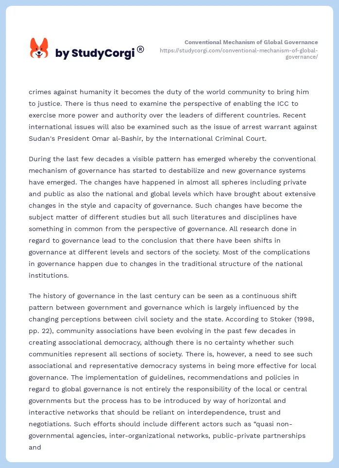 Conventional Mechanism of Global Governance. Page 2