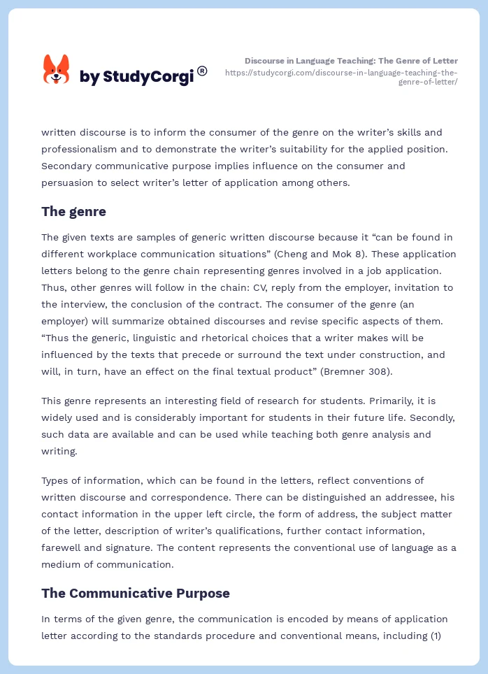Discourse in Language Teaching: The Genre of Letter. Page 2