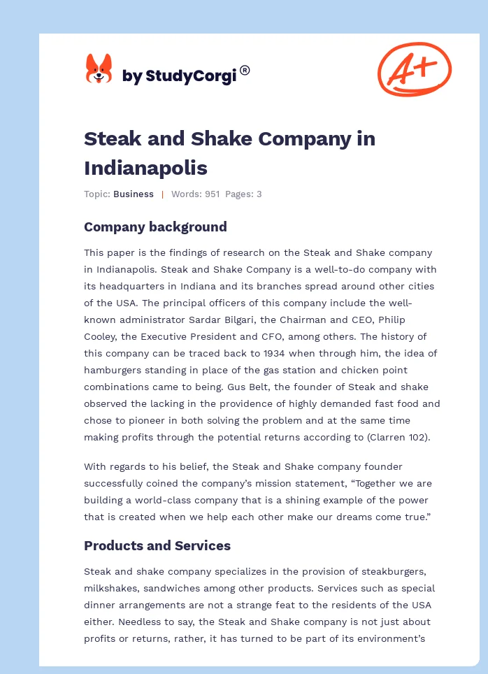 Steak and Shake Company in Indianapolis. Page 1