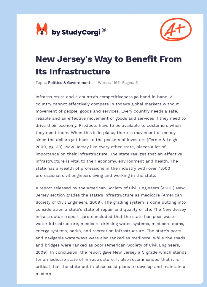 New Jersey's Way to Benefit From Its Infrastructure. Page 1