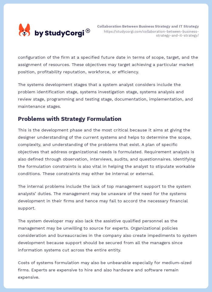 Collaboration Between Business Strategy and IT Strategy. Page 2