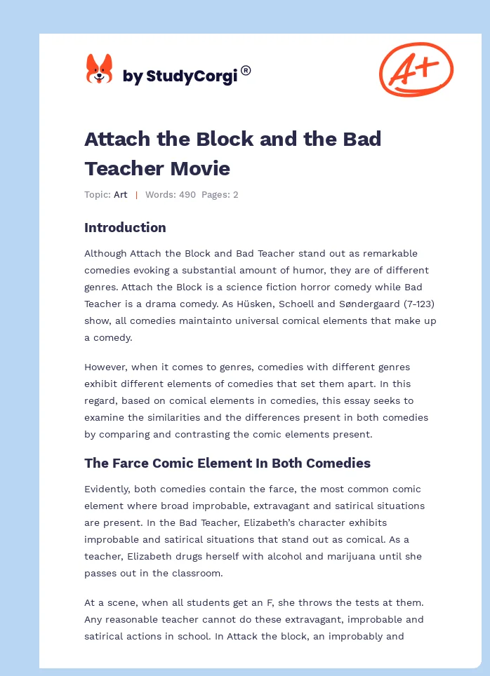 Attach the Block and the Bad Teacher Movie. Page 1