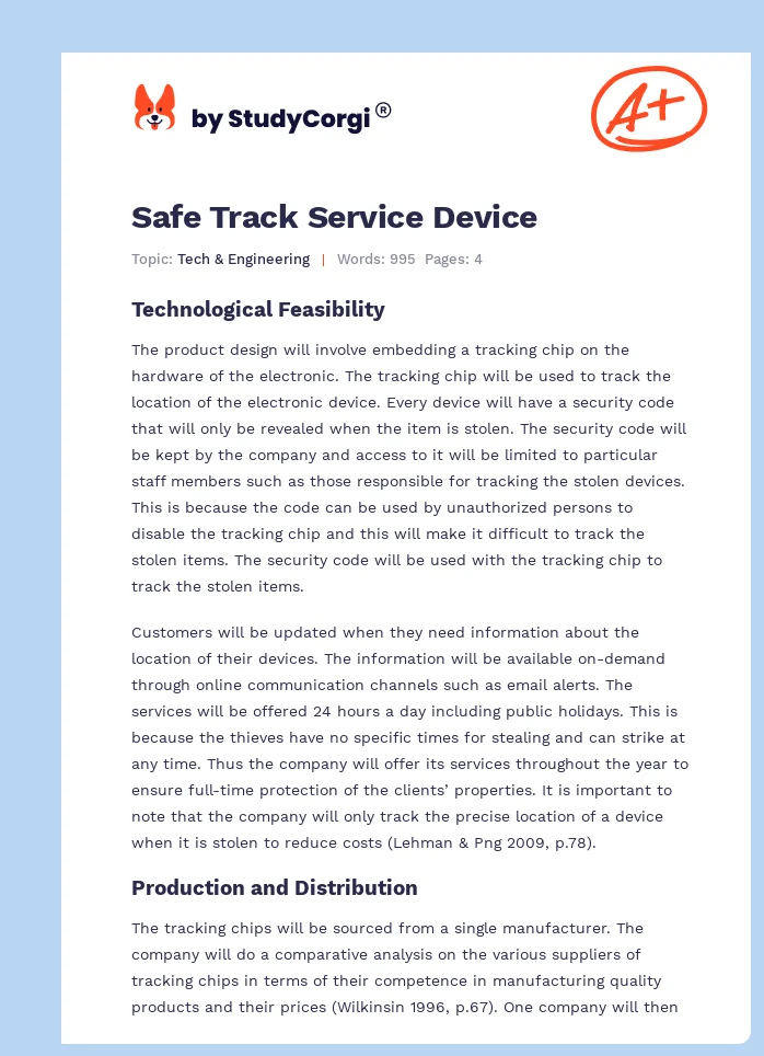 Safe Track Service Device. Page 1