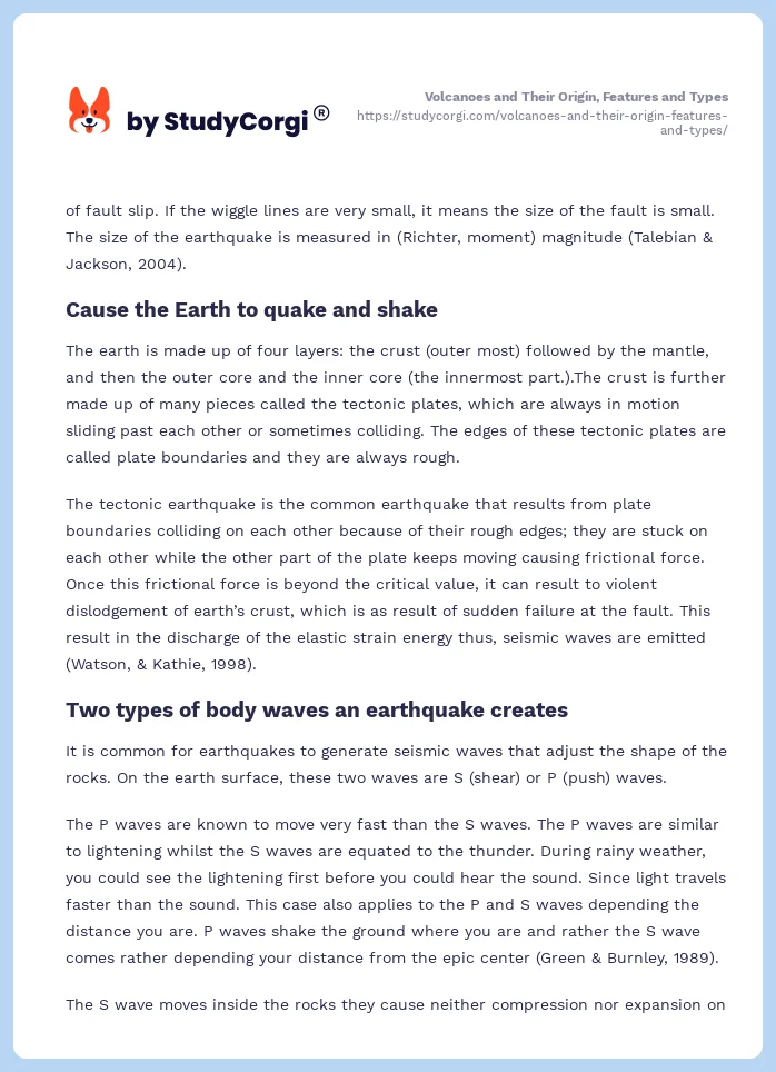 Volcanoes and Their Origin, Features and Types. Page 2