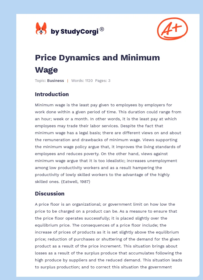 Price Dynamics and Minimum Wage. Page 1