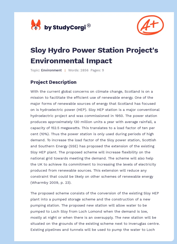 Sloy Hydro Power Station Project's Environmental Impact. Page 1