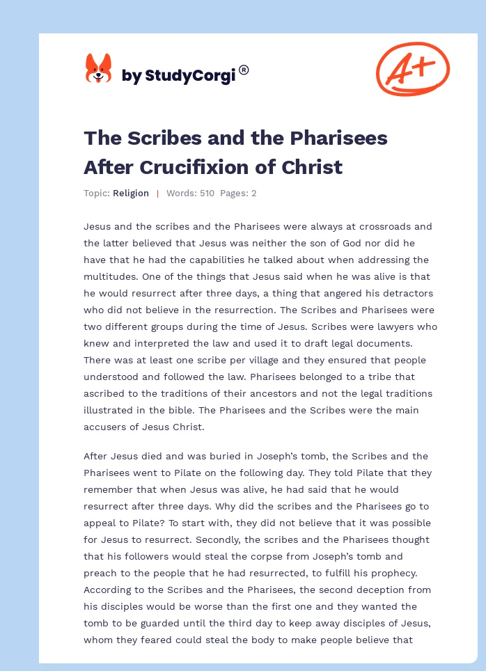 The Scribes and the Pharisees After Crucifixion of Christ. Page 1