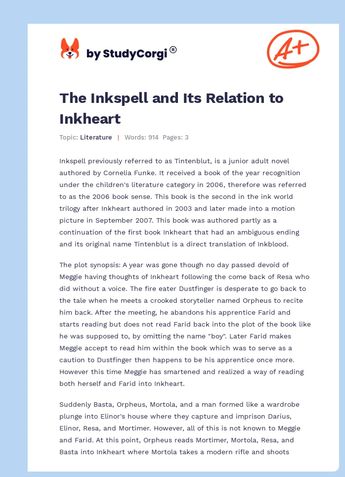 The Inkspell and Its Relation to Inkheart. Page 1