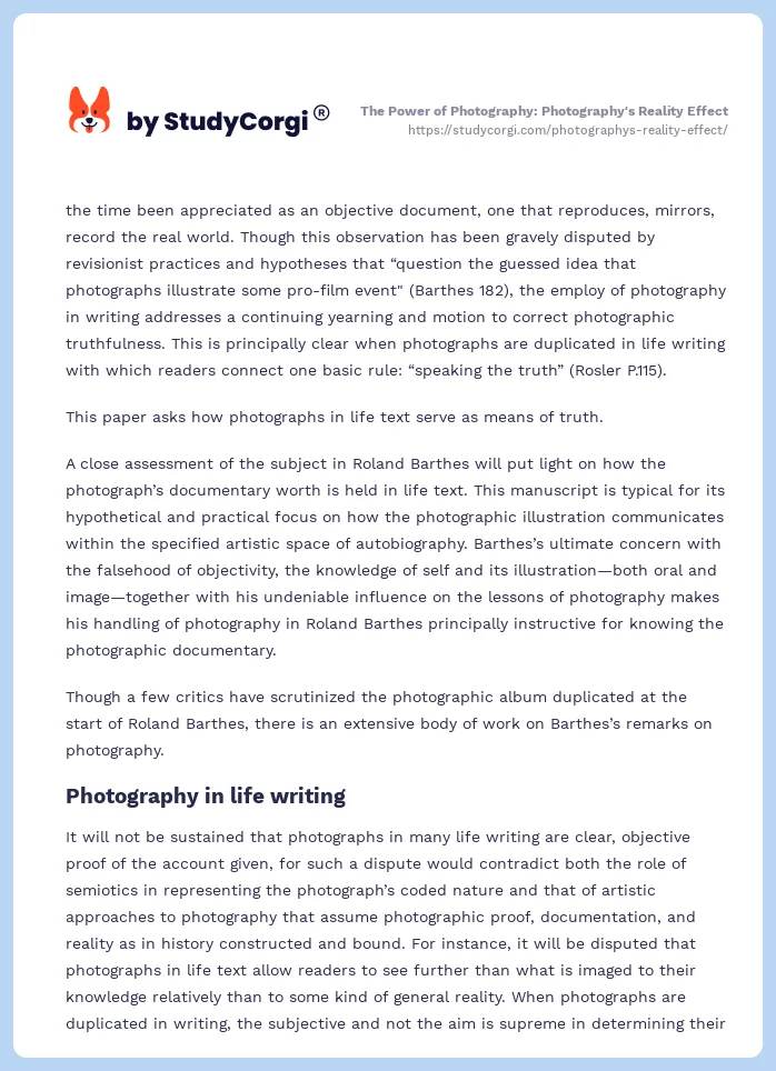 The Power of Photography: Photography's Reality Effect. Page 2