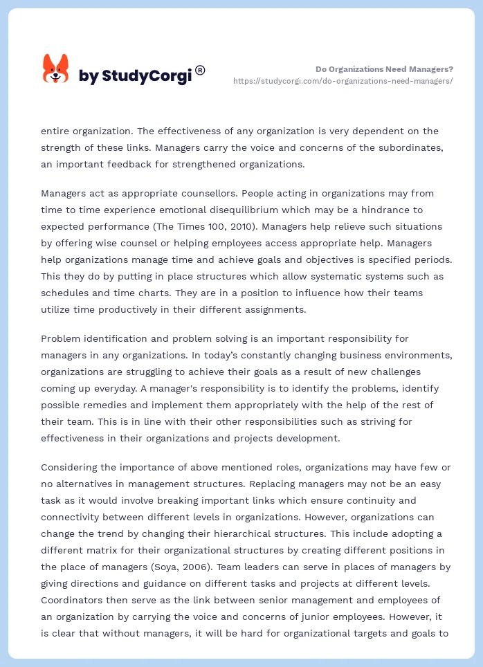 Do Organizations Need Managers?. Page 2