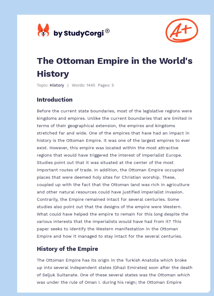 The Ottoman Empire in the World's History. Page 1