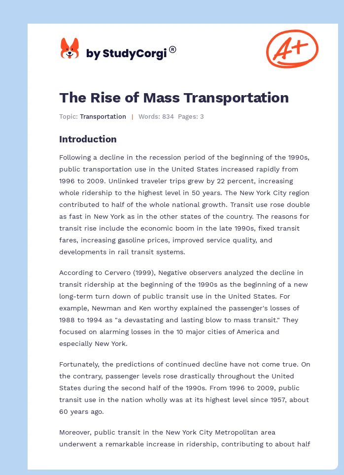 The Rise of Mass Transportation. Page 1