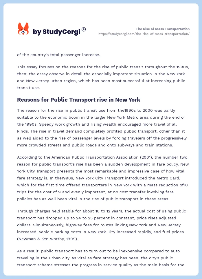 The Rise of Mass Transportation. Page 2
