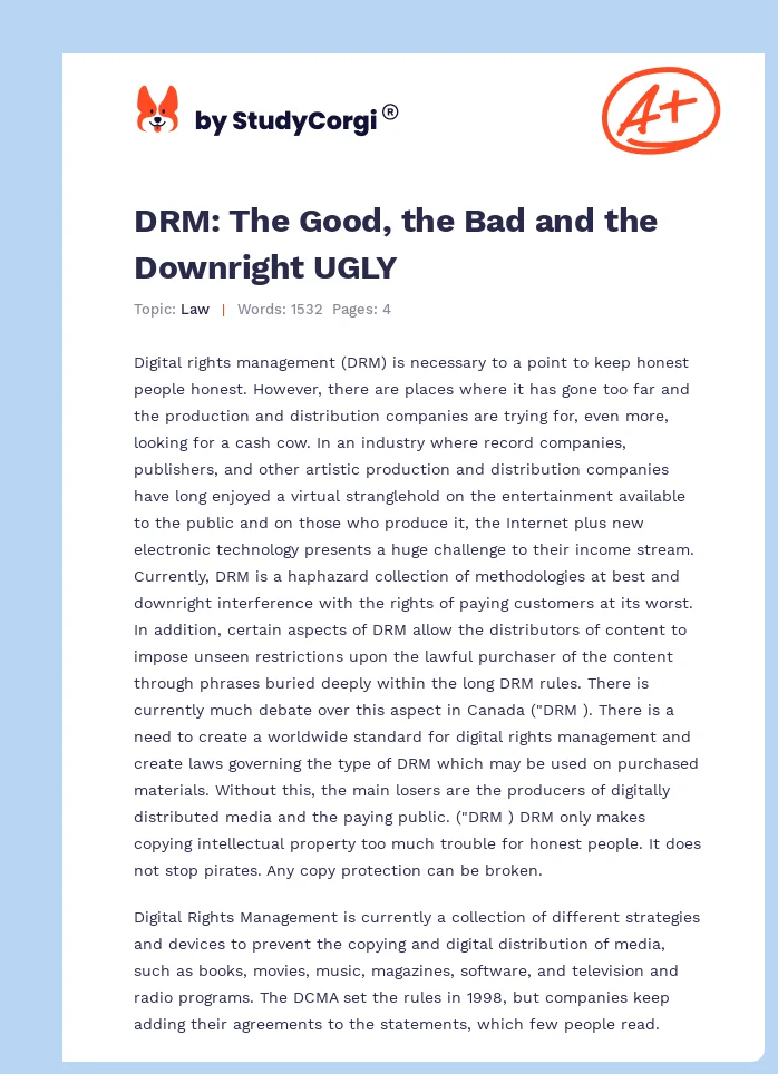 DRM: The Good, the Bad and the Downright UGLY. Page 1