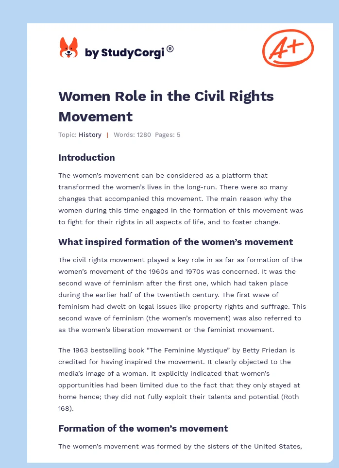 Women Role in the Civil Rights Movement. Page 1