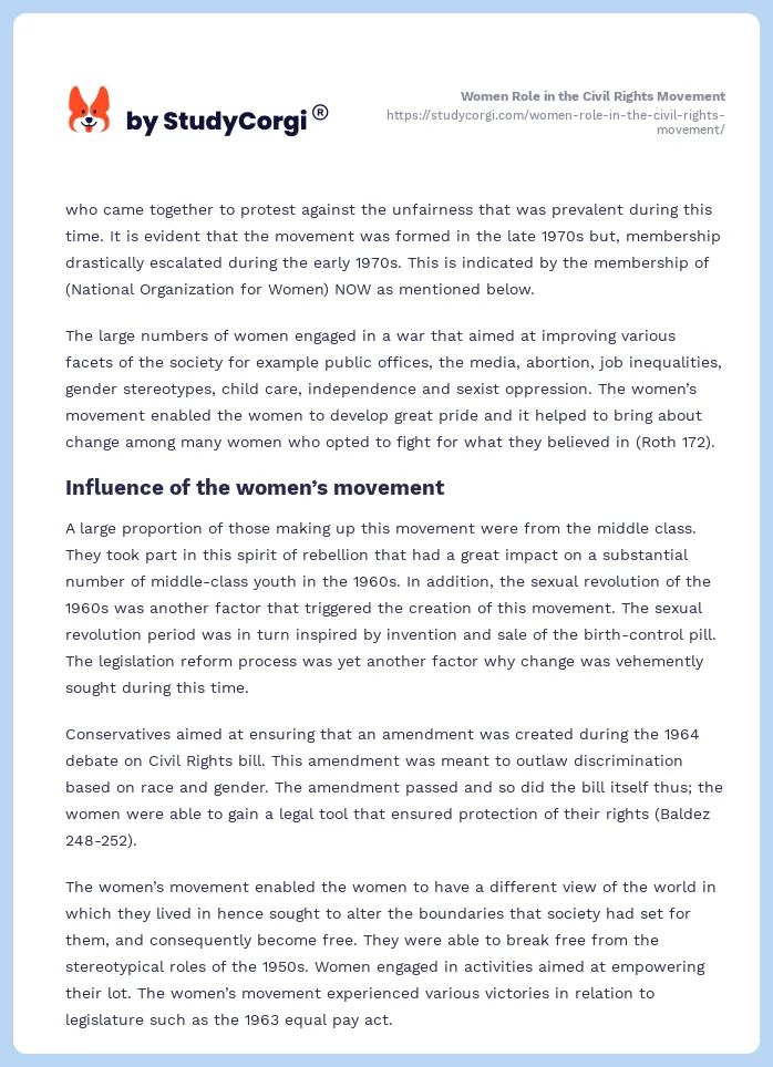 Women Role in the Civil Rights Movement. Page 2