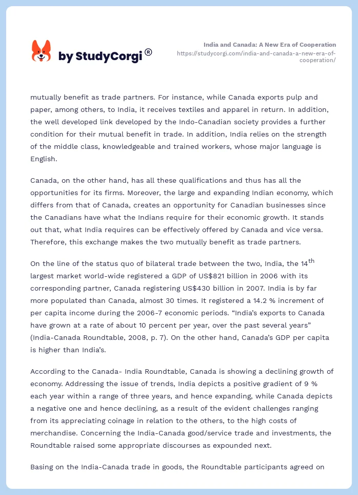 India and Canada: A New Era of Cooperation. Page 2