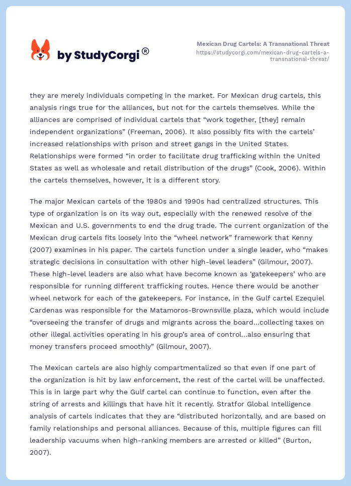 Mexican Drug Cartels: A Transnational Threat. Page 2