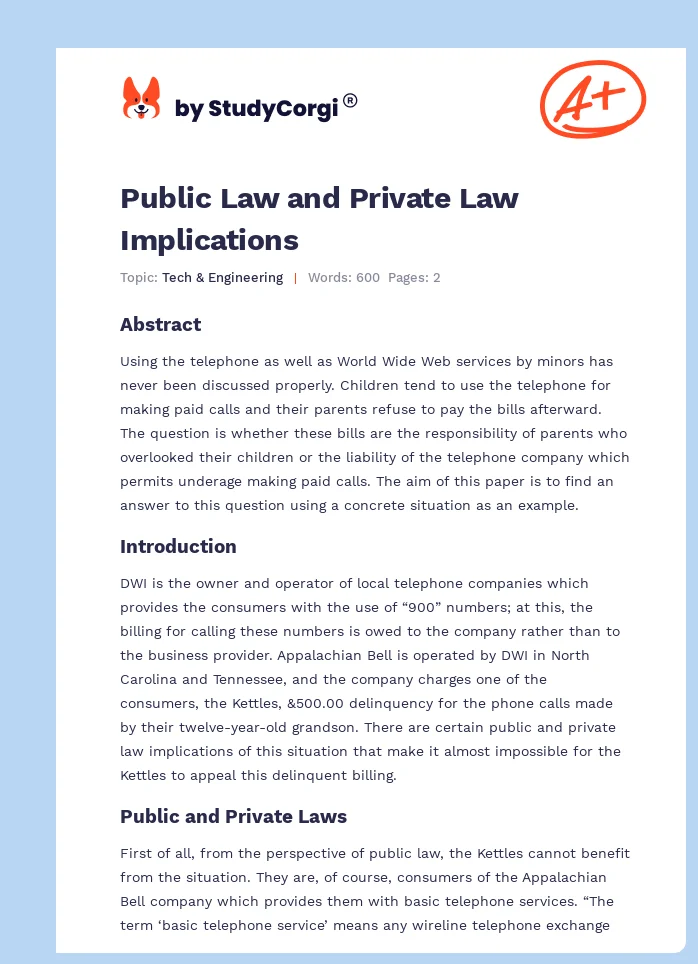 Public Law and Private Law Implications. Page 1