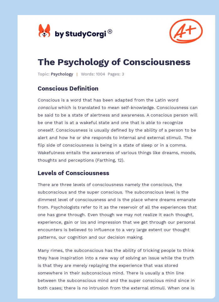 The Psychology of Consciousness. Page 1