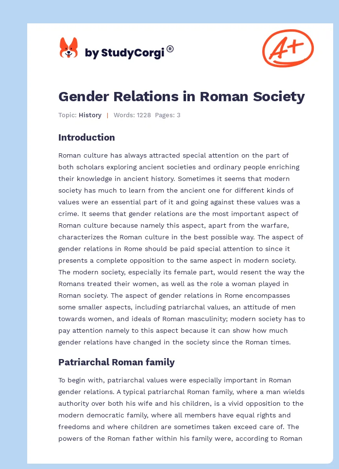 Gender Relations in Roman Society. Page 1