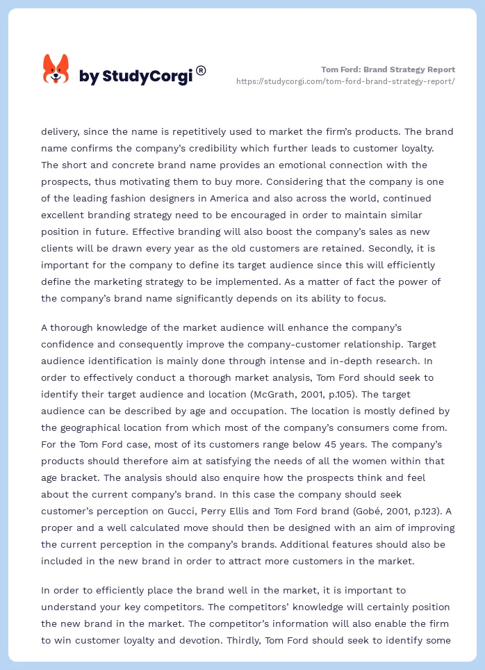 Tom Ford: Brand Strategy Report. Page 2