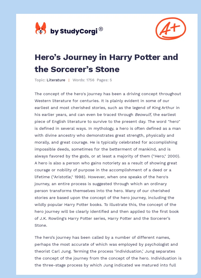 Hero’s Journey in Harry Potter and the Sorcerer’s Stone. Page 1
