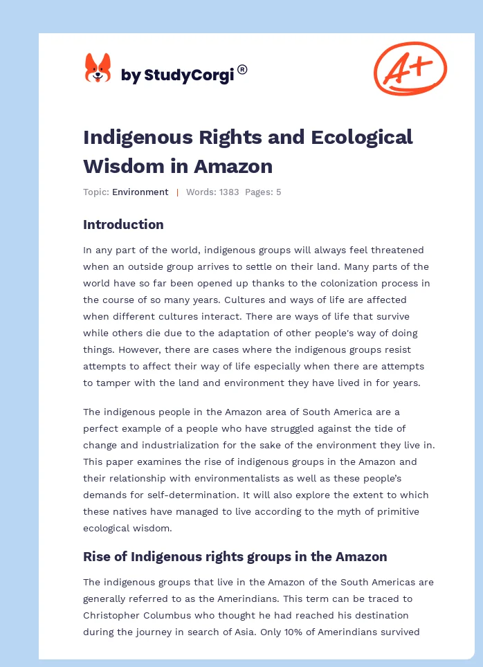 Indigenous Rights and Ecological Wisdom in Amazon. Page 1