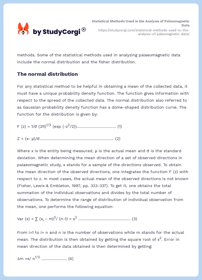 Statistical Methods Used in the Analysis of Paleomagnetic Data. Page 2