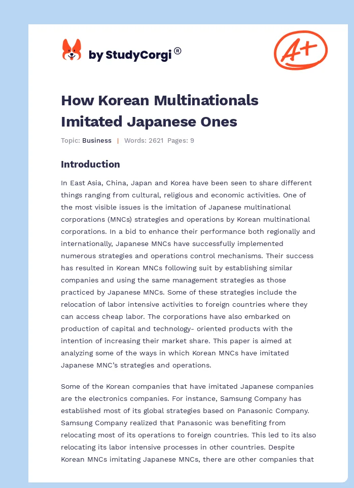 How Korean Multinationals Imitated Japanese Ones. Page 1