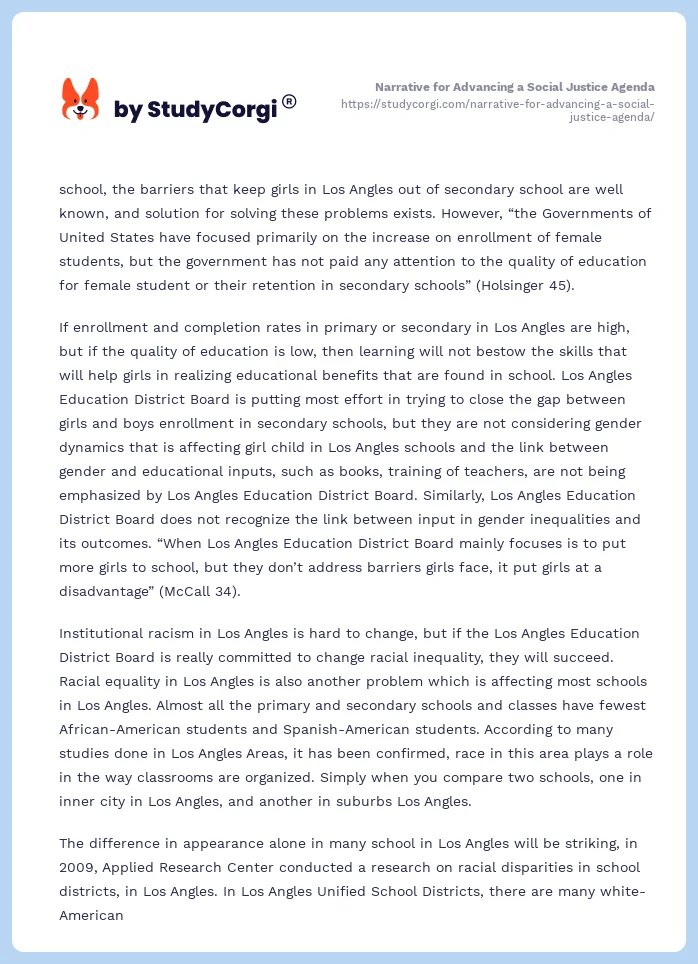 Narrative for Advancing a Social Justice Agenda. Page 2