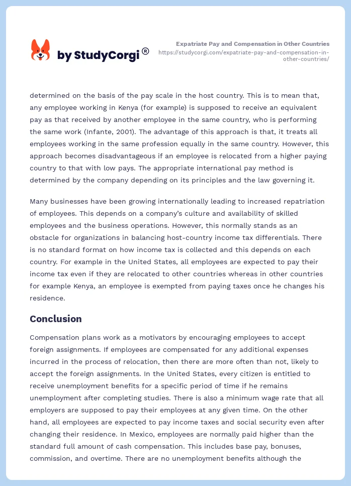 Expatriate Pay and Compensation in Other Countries. Page 2
