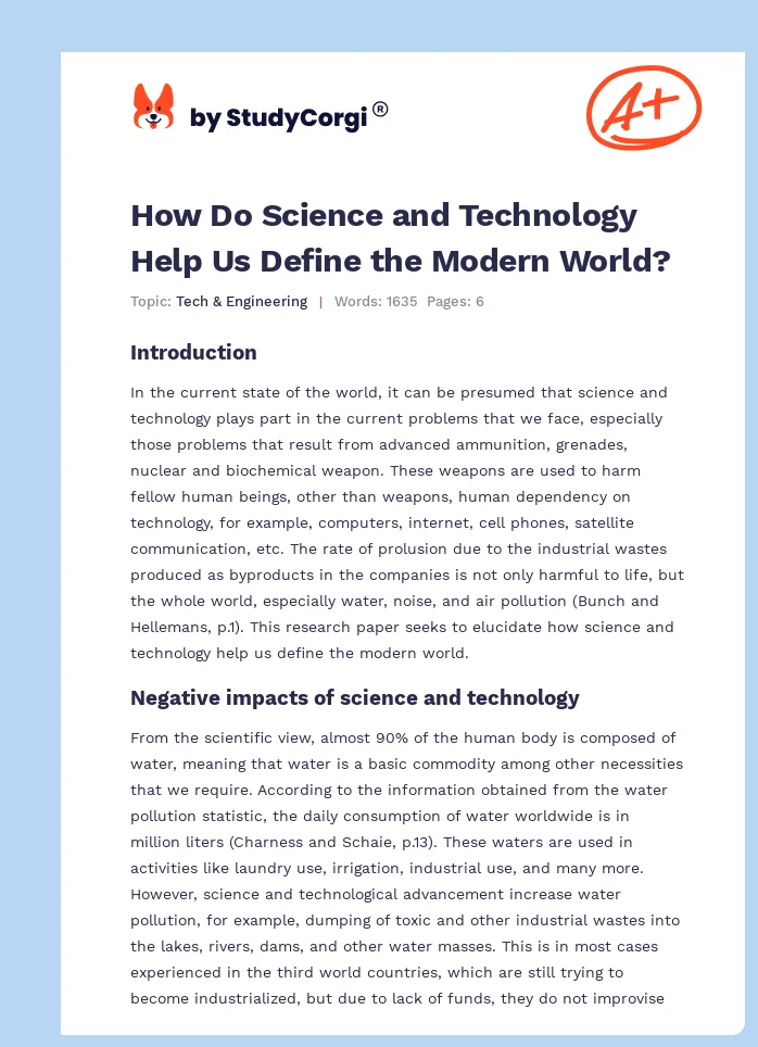 How Do Science and Technology Help Us Define the Modern World?. Page 1