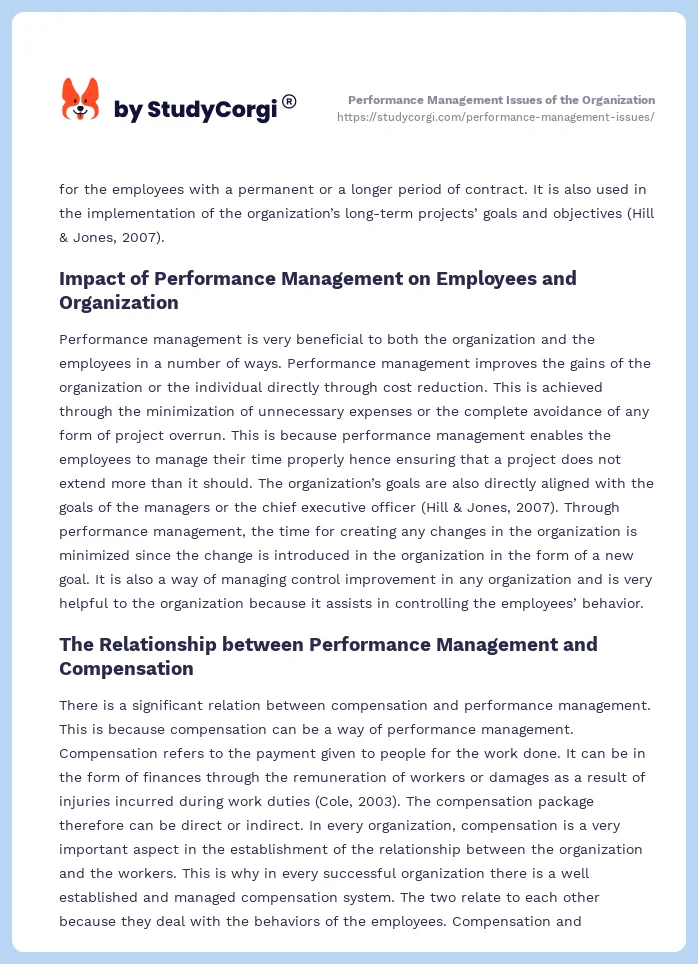 Performance Management Issues of the Organization. Page 2